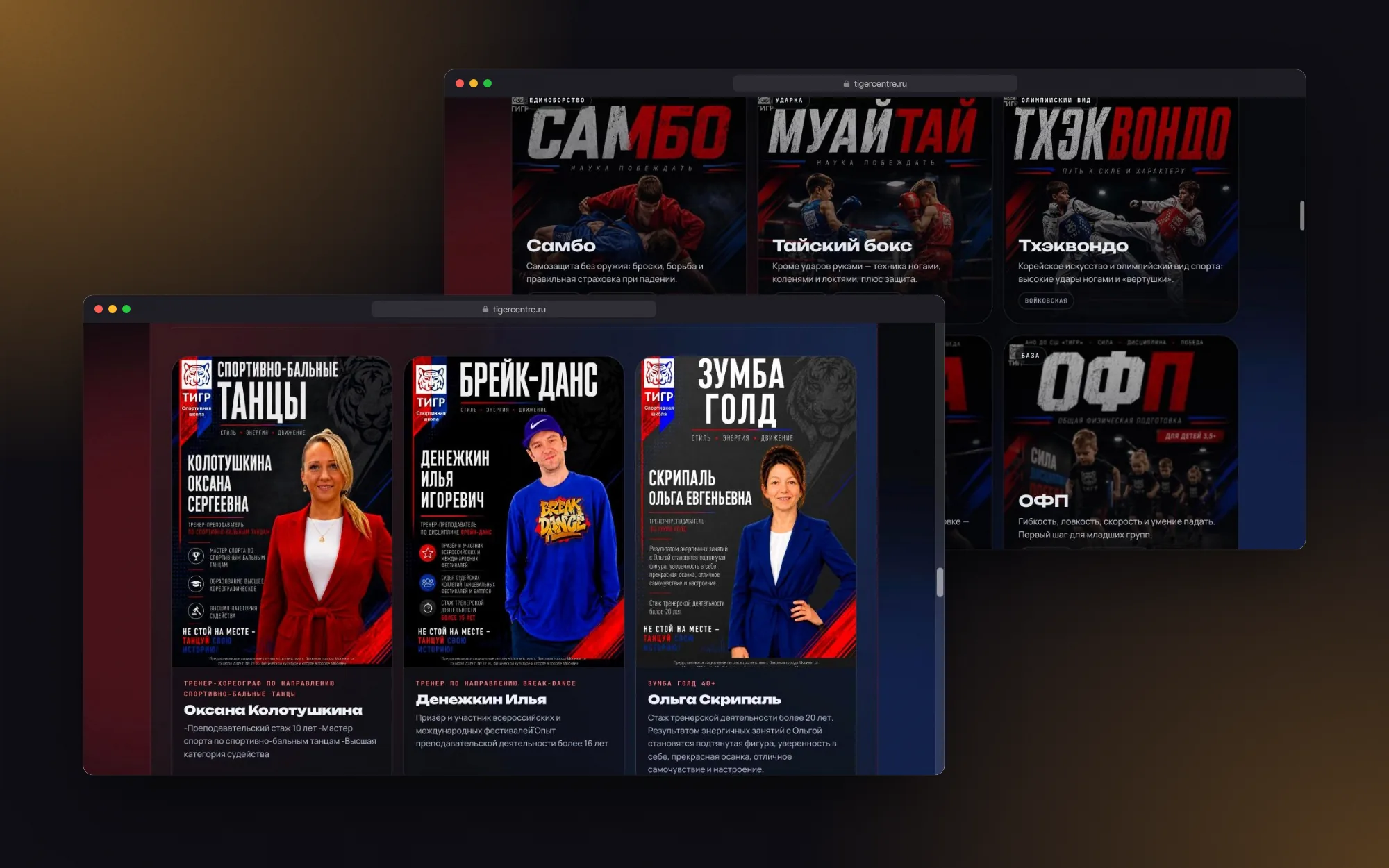 Спортивная школа «Тигр» — экран 4